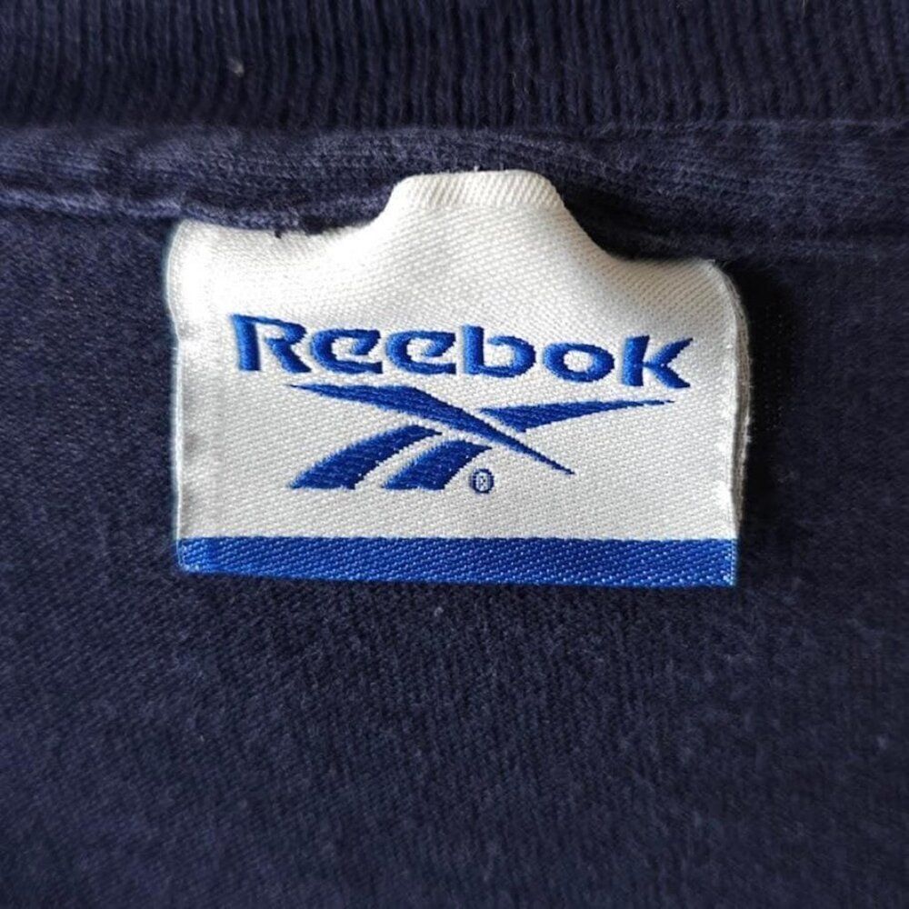 Vintage Reebok T Shirt Mens Size Large Blue 90s Mega Logo Streetwear - Picture 5 of 6